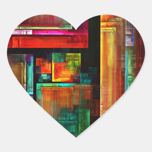 カラフルマスモダン抽象芸術アートパターン#04 ハートシール (正面)