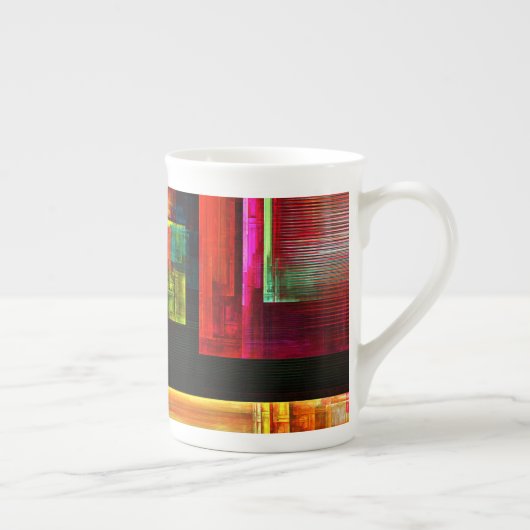 カラフルマスモダン抽象芸術アートパターン#04 ボーンチャイナマグカップ (右)