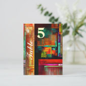 カラフルマスモダン抽象芸術アートパターン#04 ポストカード (スタンド正面)