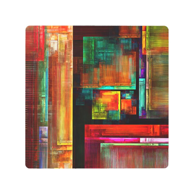 カラフルマスモダン抽象芸術アートパターン#04 メタルプリント (正面)