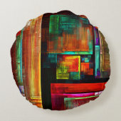 カラフルマスモダン抽象芸術アートパターン#04 ラウンドクッション (裏面)