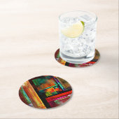 カラフルマスモダン抽象芸術アートパターン#04 ラウンドペーパーコースター (インサイチュ)