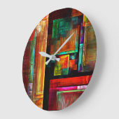 カラフルマスモダン抽象芸術アートパターン#04 ラージ壁時計 (傾斜)