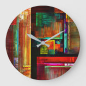 カラフルマスモダン抽象芸術アートパターン#04 ラージ壁時計 (正面)