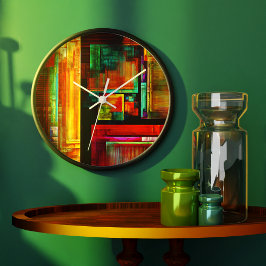 カラフルマスモダン抽象芸術アートパターン#04 ラージ壁時計