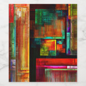 カラフルマスモダン抽象芸術アートパターン#04 ワインラベル (シングルラベル)