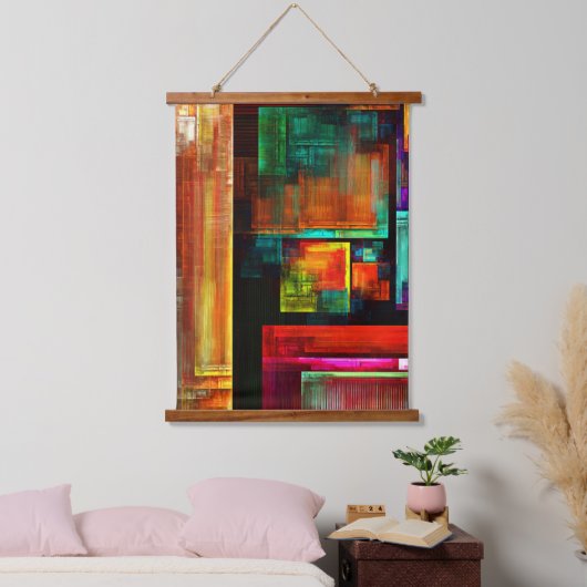 カラフルマスモダン抽象芸術アートパターン#04 吊り下げ型タペストリー (寝室)