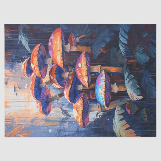 カラフルマッシュルーム雨林ジャングルのデコパージュ 薄葉紙 (正面)