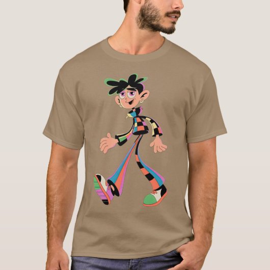 カラフルマッドネス 変わり者のキャラクター 女子 Tシャツ (正面)
