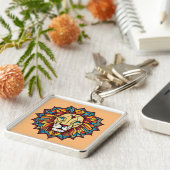 『カラフルマンダラライオン幾何学画デザイン』 キーホルダー (側面)