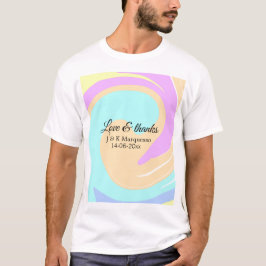 カラフルマーブル ウェディング 名前 愛と感謝 Tシャツ
