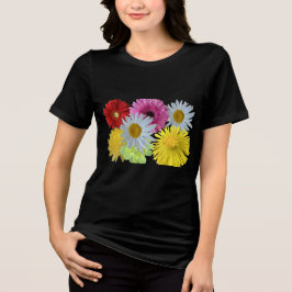 カラフルミックスフラワーガーデンブルームデザイン トライブレンドTシャツ