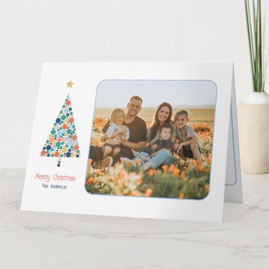 カラフルミニマルクリスマスツリーのクリスマスカード カード (正面)