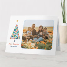 カラフルミニマルクリスマスツリーのクリスマスカード