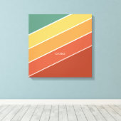カラフルミニマルストライプス対角線名 キャンバスプリント (インサイチュ (ウッドフロア))