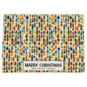 カラフルミニマル松カスタム木クリスマス ラージペーパーバッグ (正面)