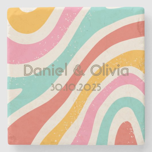 カラフルミニマ結婚リスト ストーンコースター (正面)