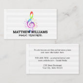 カラフルミュージカルノートとミュージックシート 名刺 (正面/裏面)