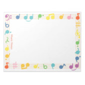 カラフルミュージカルノートフレームかわいいおもしろい ノートパッド (正面)