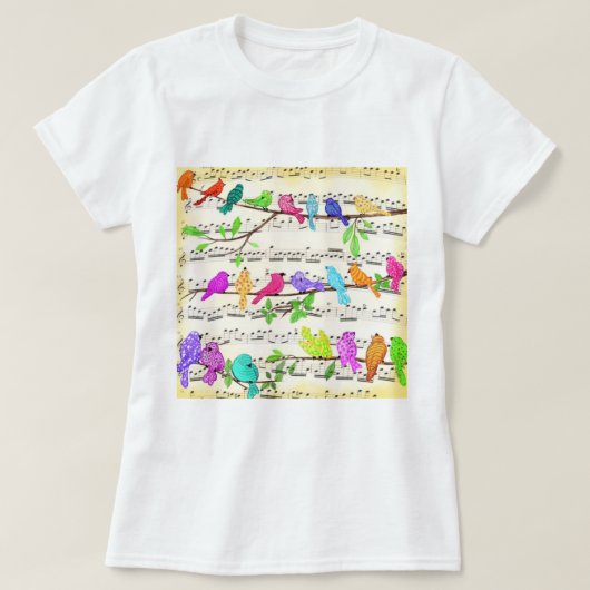 カラフルミュージカルバードTシャツ春 Tシャツ (デザイン正面)