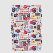 カラフルミュージカル楽器パターン ゴルフタオル (正面)