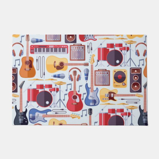 カラフルミュージカル楽器パターン ドアマット (正面)