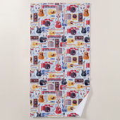 カラフルミュージカル楽器パターン ビーチタオル (正面)