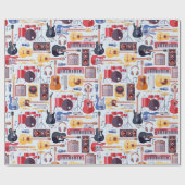 カラフルミュージカル楽器パターン ラッピングペーパー (フラット)