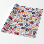 カラフルミュージカル楽器パターン ラッピングペーパー (アンロールド)