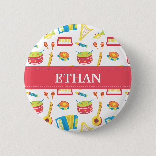 カラフルミュージカル楽器パタ子供へーン 缶バッジ (正面)