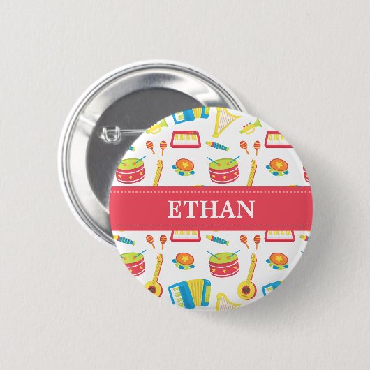 カラフルミュージカル楽器パタ子供へーン 缶バッジ (正面&裏面)