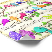 カラフルミュージカル鳥ポスターハッピー春ソング ポスター (角)