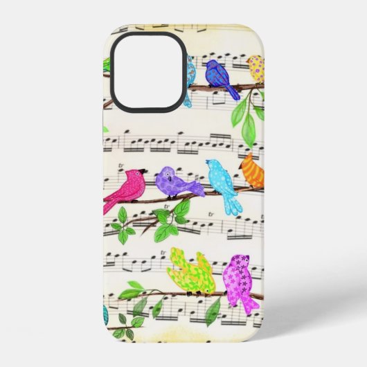 カラフルミュージカル鳥iPhoneケース iPhoneケース (裏面)