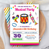 カラフルミュージックパーティーの子供の誕生日招待状 招待状