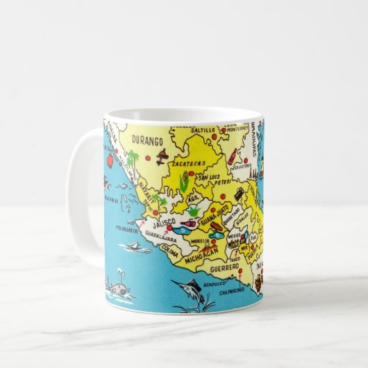 カラフルメキシコマップマグ コーヒーマグカップ (正面左)
