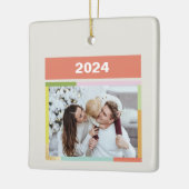 カラフルメリーの明るいおもしろい線のクリスマス セラミックオーナメント (左)