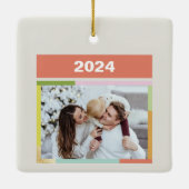 カラフルメリーの明るいおもしろい線のクリスマス セラミックオーナメント (裏面)