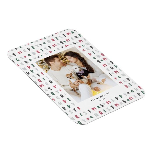 カラフルメリークリスマススクリプト写真の休日 マグネット (右側)