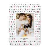 カラフルメリークリスマススクリプト写真の休日 マグネット (縦)