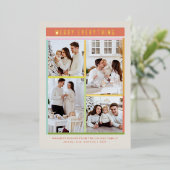 カラフルメリー明るいおもしろい4枚の写真クリスマス 箔シーズンカード (立ち正面)