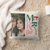 カラフルメリー+結婚したクリスマス写真 クッション (ブランケット)