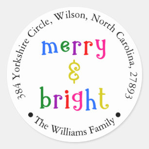 カラフルメリーBright Christmas Address Sticker ラウンドシール