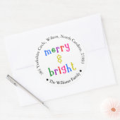 カラフルメリーBright Christmas Address Sticker ラウンドシール (封筒)