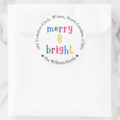 カラフルメリーBright Christmas Address Sticker ラウンドシール (バッグ)