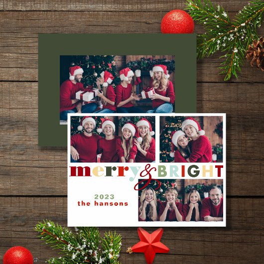 カラフルメリーBright Christmas Photo Card 招待状