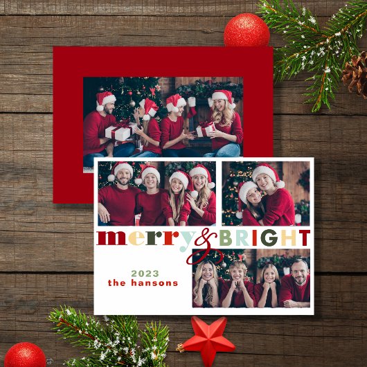 カラフルメリーBright Christmas Photo Card 招待状