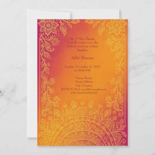 カラフルメンディマンダラフローラヒンヒンズー 招待状 (正面)