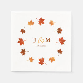 カラフルメープル離れラスト秋の結婚式 スタンダードカクテルナプキン