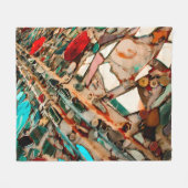 カラフルモザイクアート フリースブランケット (正面(横))