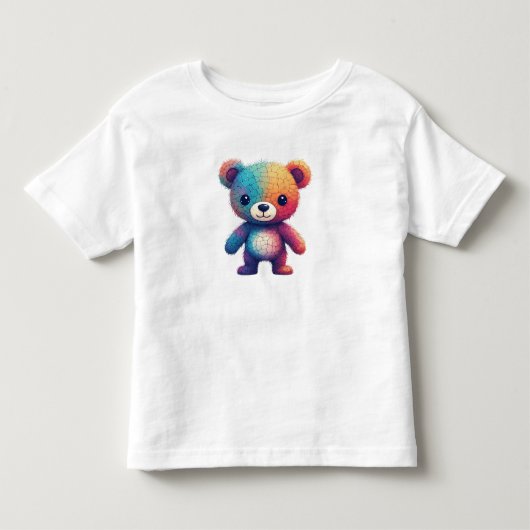 カラフルモザイクテディベア トドラーTシャツ (正面)
